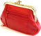 Womens Leather Mini Wallet ID Credit Cards Cash Coin Holder Case Organizer Purse with Framed & Zipper Closures - RED, (COIN03-RED)...
