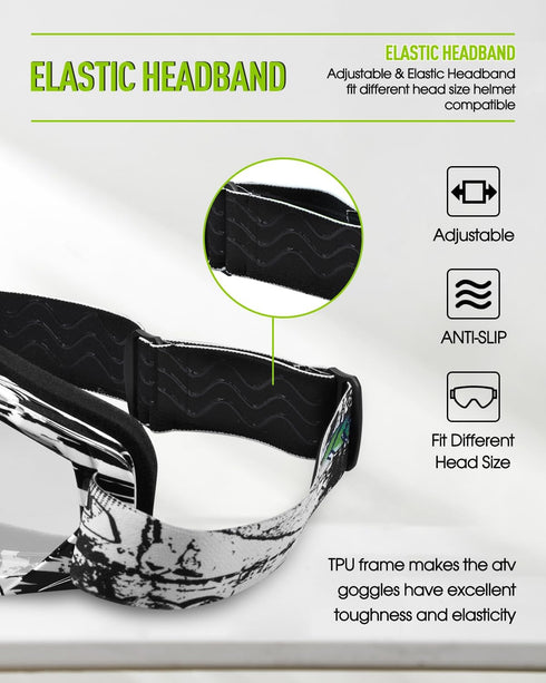 Dirt Bike Goggles Motorcycle Gear ATV Riding Motocross Dirtbike 4-Wheeler Goggles Accessories Ski Goggles Fit Over The Glasses UV400 Protection Du...