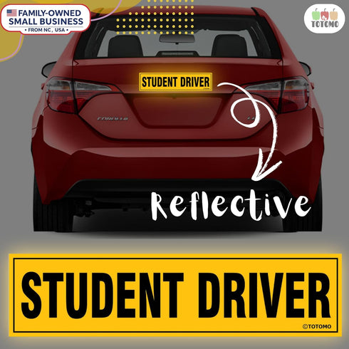 TOTOMO Student Driver Magnet for Car Sign - Large 12"x3" Magnetic Reflective Vehicle Safety for New Rookie Learner Drivers Removable Bumper Sticke...