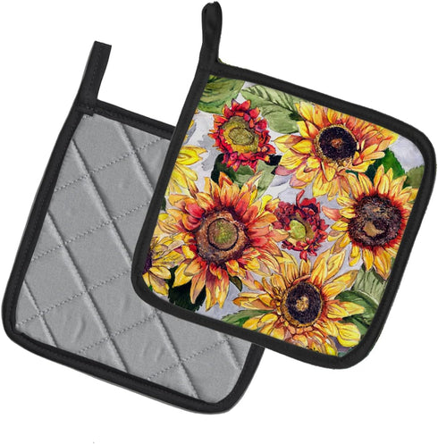 Caroline's Treasures 8766PTHD Sunflowers Pair of Pot Holders Kitchen Heat Resistant Pot Holders Sets Oven Hot Pads for Cooking Baking BBQ, 7 1/2 x...