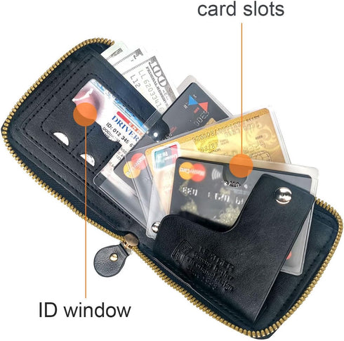 Mens US Dollar Bill Zip Around Bifold Wallet Leahter Card Credit Holder (Black-1)...