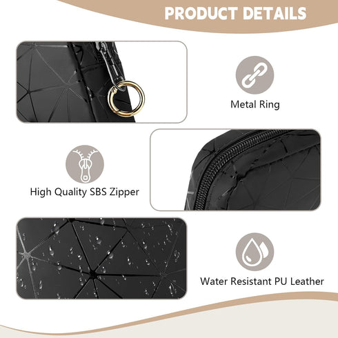 4.5" Mini Makeup Bag for Women, Small Black Cosmetics Bag for Purse, Portable Makeup Pouch with Zipper for Girls (Black, Small)...