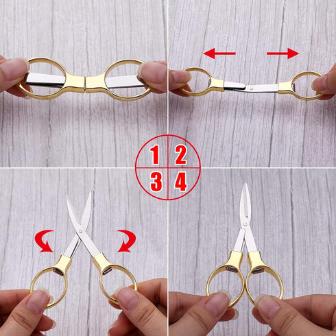 Stainless Steel Scissors Anti Rust Folding Scissors Glasses Shaped Mini Shear for Home and Travel Use (6)...