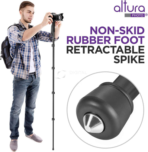 Altura Photo 62-Inch Camera Monopod - Heavy Duty Monopod for Canon, Nikon, & Sony Mirrorless & DSLR Cameras - Steady Photography Monopod - Lightwe...