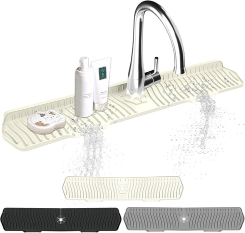 Kitchen Sink Splash Guard Gen2-30" x 6'' Silicone Sink Mat Splash Guard fit for Countertop, Bathroom,Farmhouse,RV by EBIGIC (White)...