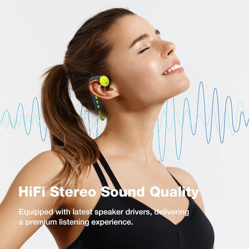 Open Ear Headphones, Wireless Air Conduction Headphones, Sweatproof Bluetooth Sport Headset with Mic for Running, Cycling (Black & Green)...