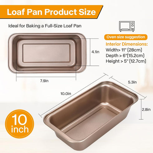 2pack Loaf Pan, 10inch Banana Bread Pan, Non-Stick Banana Bread Pan, Stackable Bread Pans for Homemade Bread, 10x5inch Small Bread Pans for Baking...