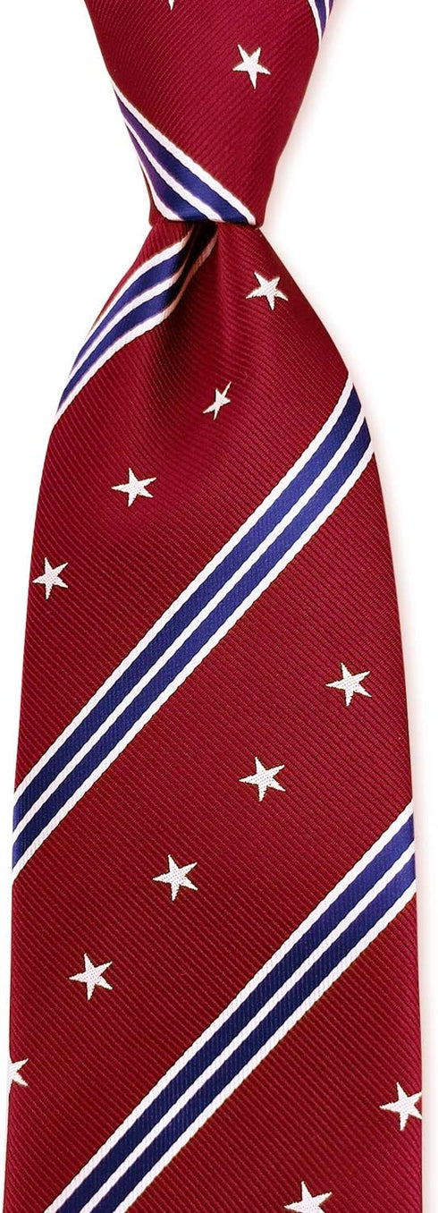 KOOELLE Mens American Flag Necktie Stars & Striped Jacquard Tie for Patriotism...