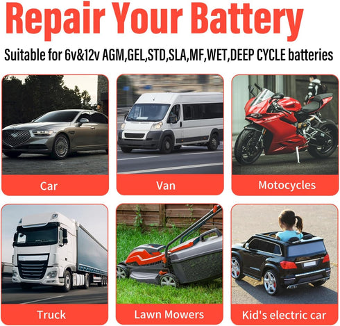 1A Car Battery Charger, 6V and 12V Fully Automatic Trickle Charger, Smart Battery Maintainer for Cars, Motorcycle, Boat, Truck, Lawn Mower, Marine...