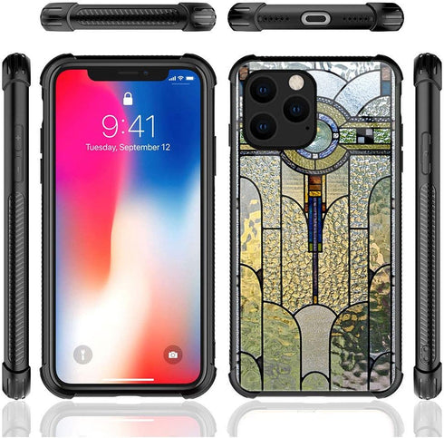CARLOCA Compatible with iPhone 11 Pro Case,iPhone 11 Pro Cases for Girls Women Boys,Art Deco Stained Glass Window Pattern Design Shockproof Anti-S...