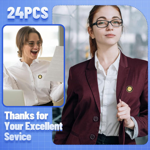 24 Pcs Employee of The Month Lapel Pin 3/4 Inch Employee Enamel Pins Excellence in Service Employee Appreciation Pins for Award Employees Staff Te...