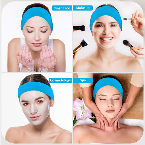 30 Pieces Disposable Spa Facial Headbands, Stretch Non-Woven Skincare Headband, Soft Skincare Hair Band with Adjustable Magic Tape for Women Girls...