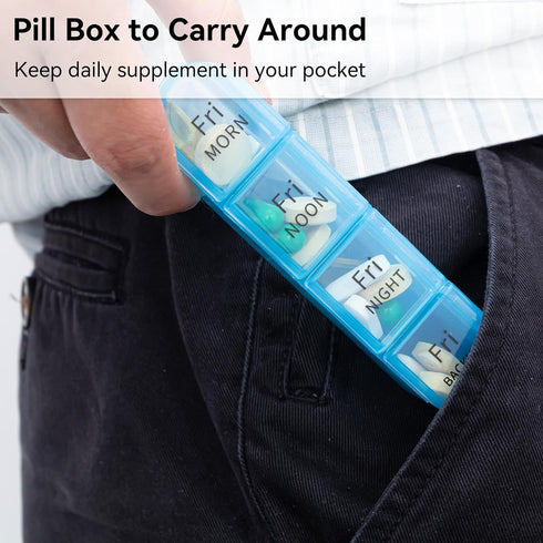 Daviky Pill Organizer 4 Times a Day - Pill Box 7 Day, Large Weekly Medicine Pill Organizer for Travel with Removable Individual Containers, Pill C...