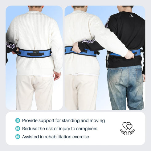 Gait Belt with Handles for Seniors, Transfer Gait Belts for Lifting Elderly, Physical Therapy Sit to Stand Patient Lift Aid Assist (Blue)...