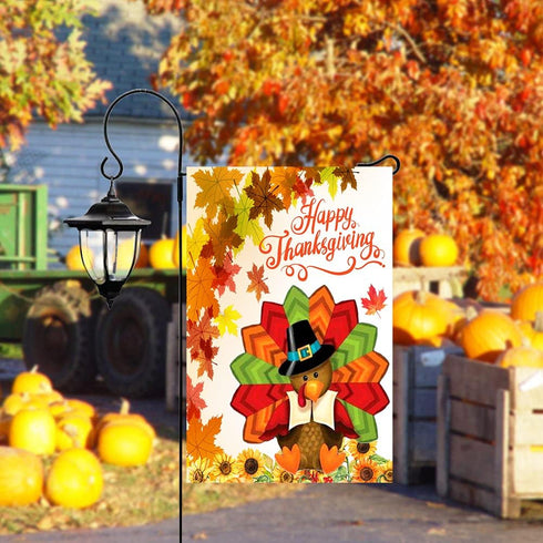 Wamika Happy Thanksgiving Day Turkey Garden Flag Pumpkin Sunflower Double Sided Flags 12" x 18" Maple Leaves Fall Autumn Harvest Rustic Small Gard...