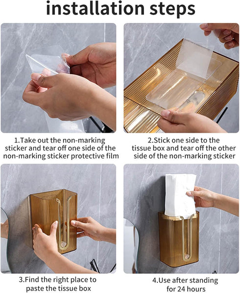 Acrylic Paper Towel Holder, Wall Mounted Paper Towel Dispenser, Adhesive Tissue Box Guest Napkin Countertop Paper Towel Holder for Bathroom(White)...