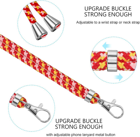 Weewooday 4 Pieces Universal Cell Phone Lanyard Around The Neck Phone Lanyard Crossbody Adjustable Nylon Phone Lanyard Patch with Neck Strap for M...