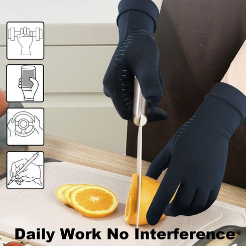 2 Pairs Full Finger Copper Arthritis Gloves with Touchscreen Tip, Compression Gloves for Women Men, Relief for Rheumatoid, Osteoarthritis, Carpal ...