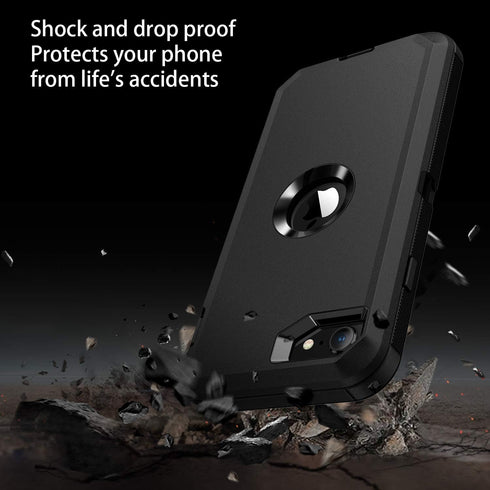 for iPhone SE 2020 Case,Built-in Screen Protector, Shockproof 3-Layer Full Body Protection Rugged Heavy Duty High Impact Hard Cover Case for iPhon...