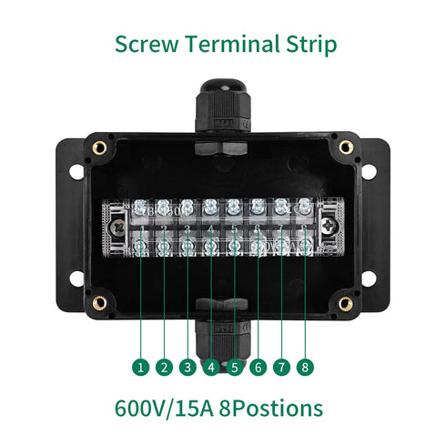 ABS IP67 Waterproof Dustproof Electrical Junction Box, with 15A 600V Barrier Terminal Cable Connector, 1 in/1 Out Power Junction Box?3.93 * 2.67 *...