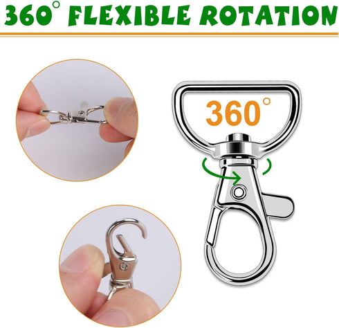 50PCS Swivel Clasps Lanyard Snap Hooks, Premium Key Chain Clip Hook Lobster Claw Clasp for Keychain Sewing Projects (3/4”Inside Width) (Silver)...