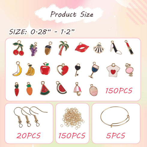 BigOtters 150PCS Enamel Charms for Jewelry Making, Enamel Charm Pendants Assorted Gold Plated Enamel Charm Set for DIY Crafts Bracelet Necklace...