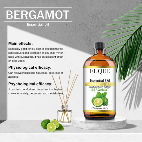 Bergamot Essential Oil 118ml Pure Bergamot Oil for Aromatherapy, Diffuser, Sopa Candle Making, Large Bottle with Gift Box -4 fl.oz...