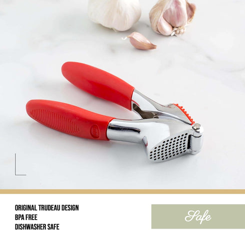 Trudeau Garlic Press - Effortless Garlic Crusher with Built-In Cleaning Aid, Large Garlic Chamber, Comfortable Ergonomic Handle, BPA-Free & Dishwa...