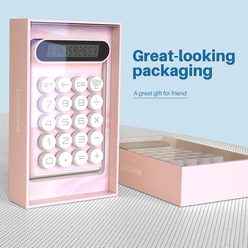 Mechanical Switch Calculator,Handheld for Daily and Basic Office,10 Digit Large LCD Display (Pink)...