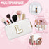 Personalized Initial Preppy Travel Makeup Bag Organizer, Small White Cute Cosmetic Bag Toiletry Zipper Pouch for Women, Portable Waterproof PU Mak...