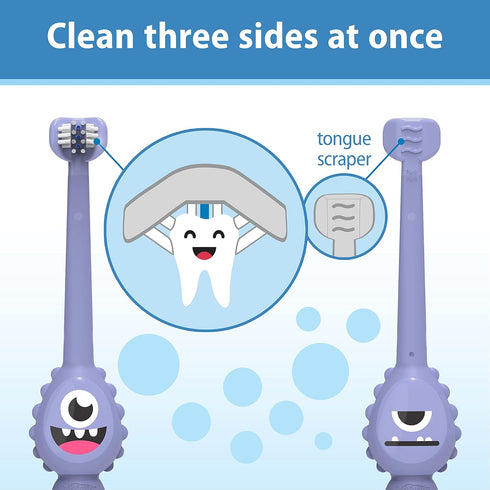 Dr. Brown's ToothScrubber Toothbrush, Three-Sided Toddler Training Toothbrush for Ages 1-4 Years with Suction Cup Base and Color Changing Bristles...