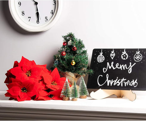 Juvale 4 Pack Poinsettias Artificial Christmas Flowers - Lifelike Red Poinsettias with Velvety Petals for Holiday Decor, Wreaths, and Centerpieces...