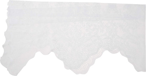 No. 918 Alison Floral Lace Sheer Rod Pocket Kitchen Curtain Valance, 58" x 14", White...
