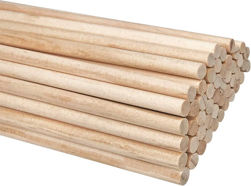 Long Wood Dowel Rods Unfinished Natural Wood Craft Dowel Sticks 50 Pack 1/4 Inch×12 Inch...