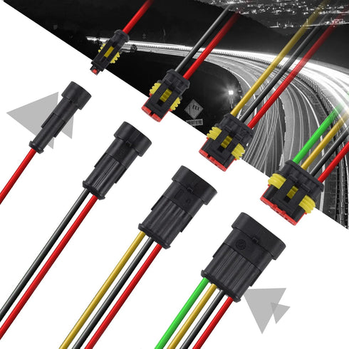 352Pcs 26 Kits Waterproof Automotive Wire Connectors Kit 1/2/3/4/ Pin Automotive Electrical Connectors Male and Female Wiring Connectors Kit 22-16...