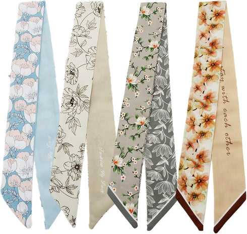 4 Pack Purse Scarf for Bags Silk Head Scarf for Hair Handbag Women Scarfs Band Hair Neck Scarves Fashion Gifts,108...