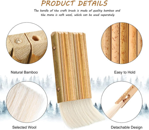 2 Pieces Hake Blender Brush Bamboo Brush for Ceramics Paint Brush Applicator Artist Drawing Brush Craft Painting Brushes for Watercolor, Wash, Cer...