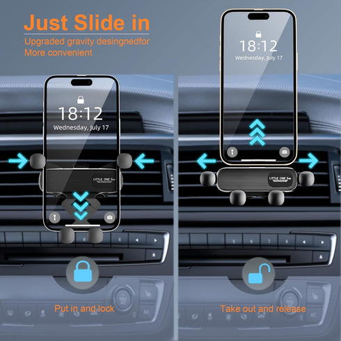 Gravity Car Phone Holder Mount for iPhone Android and All Smartphones with Newest Air Vent Clip Auto Lock 2024 Upgrade Hands Free Automobile Cell ...