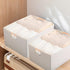 Fabric Storage Bin Box Foldable Cotton Linen Storage Basket with Wooden Handles Rectangular Cube Decorative Home Laundry Organizer Clothes Blanket...