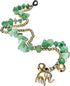 Handmade Green Aventurine Stone Chip Elephant Charm Brass Beads Anklets Bracelet 10 Inches...