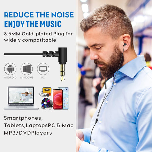 Hearprotek Sleep Earbuds, Lightweight Soft Noise Reduction Earbuds Wired with Mic and Volume Control, 3.5mm Tangle Free Sleep Headphones for Side ...