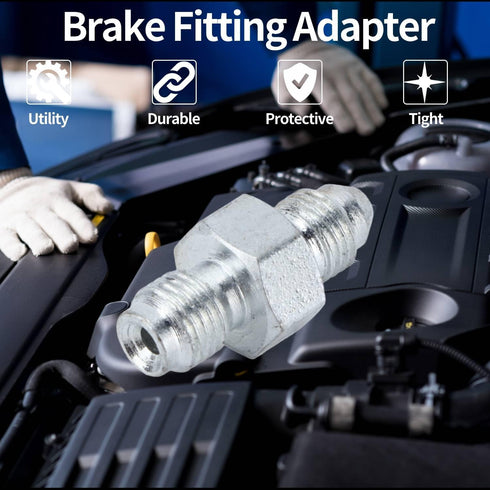Brake Fitting Adapter, 3AN Male To 3/8?24 Inverted Flare Adapter Fitting Metal HAF01 for 3/16in Brake Line...
