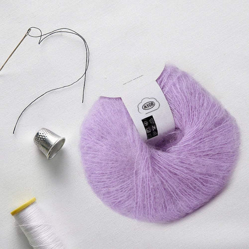 Yarn Thread Popular Multi Color Soft Mohair Fiber Long Angora Wool Hand Knitting Yarn Roving for Weave Scarves (violet)...