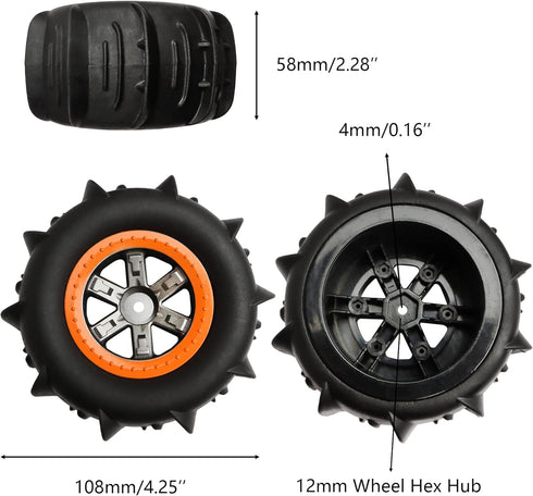 RC Car Paddle Tires Wheels LG-ZJ02 25-ZJ02 920-ZJ02 for High Speed 9125 9155 9156 RC Cars S920 S921 104009 RC Trucks(2 PCS)...
