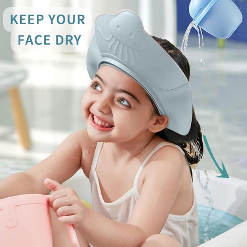 Shower Cap for Kids,Baby Shower Cap Protection Eye Ear for Toddler, Baby, Kids, Children (Blue)...