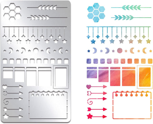 Bookmark Metal Stencils Calendar Stainless Steel Stencil Stars Arrowheads Drawing Painting Stencils Journal Planner Stencils for Diary Wood Carvin...
