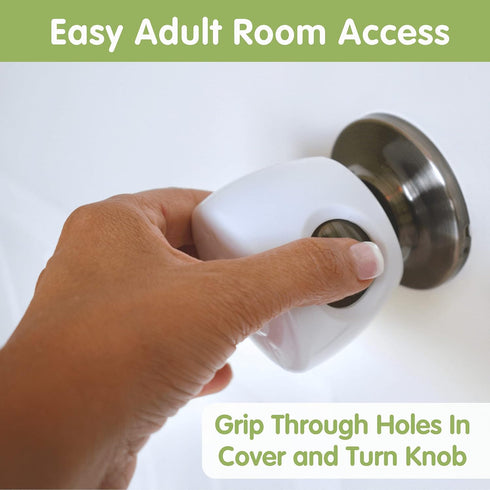 4-Pack Childproof Door Knob Covers - Easy to Install Child Safety Door Knob Cover with No Tools Needed - Reusable, White Baby Proof Door Knob Cove...