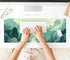 Cute Pastel Mint Green Forest Sage Desk Mat Anime Large Gaming Mouse Pad XL, Aesthetic Sunrise Laptop Computer Keyboard Mouse Mat, Women Office De...