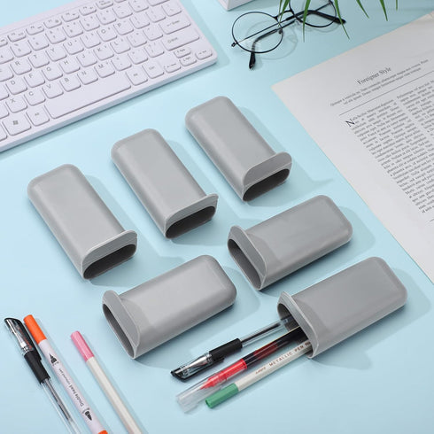 6 Pcs Screen Pen Pencil Holders Attachable Deskside Pen Holder Computer Monitor Desktop Pen Organizer with Self Adhesive Attacher for Office Suppl...