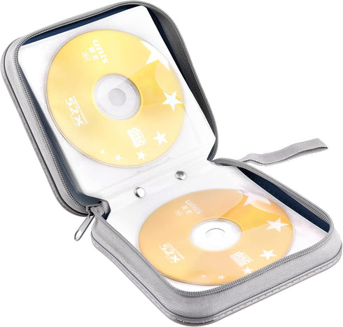 CD Case, DVDs Wallet Holder, CD/DVD Case Wallet 40 Discs Heavy Duty Bag Binder Storage Booklet Album (Dark Blue)...